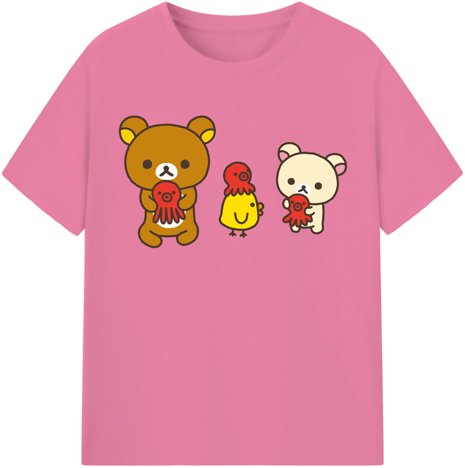 （画像用） リラックマ リラックマ キイロイトリ Rilakkuma Korilakkuma Kiiroitori 綿100％半袖Tシャツ（フロントプリント）